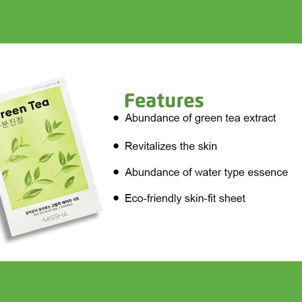 Missha – airy fit sheet mask – green tea - image 4