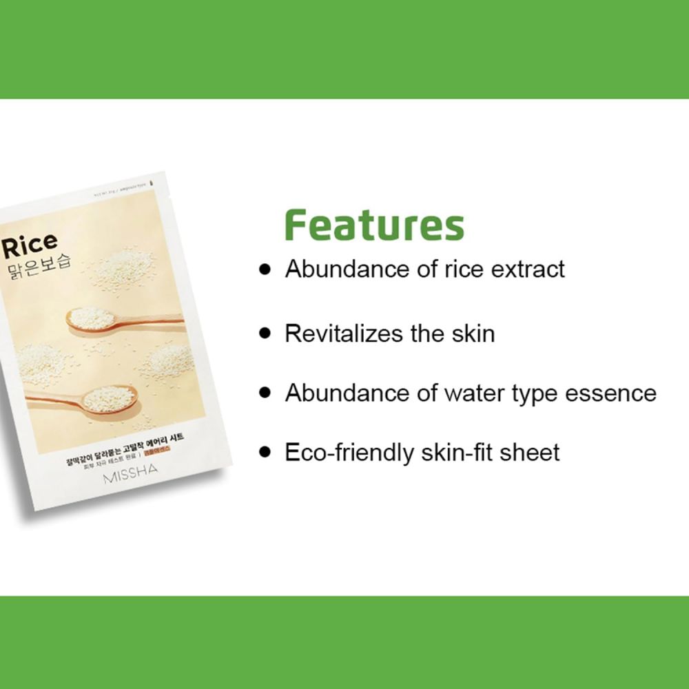Missha – airy fit sheet mask – rice - image 3