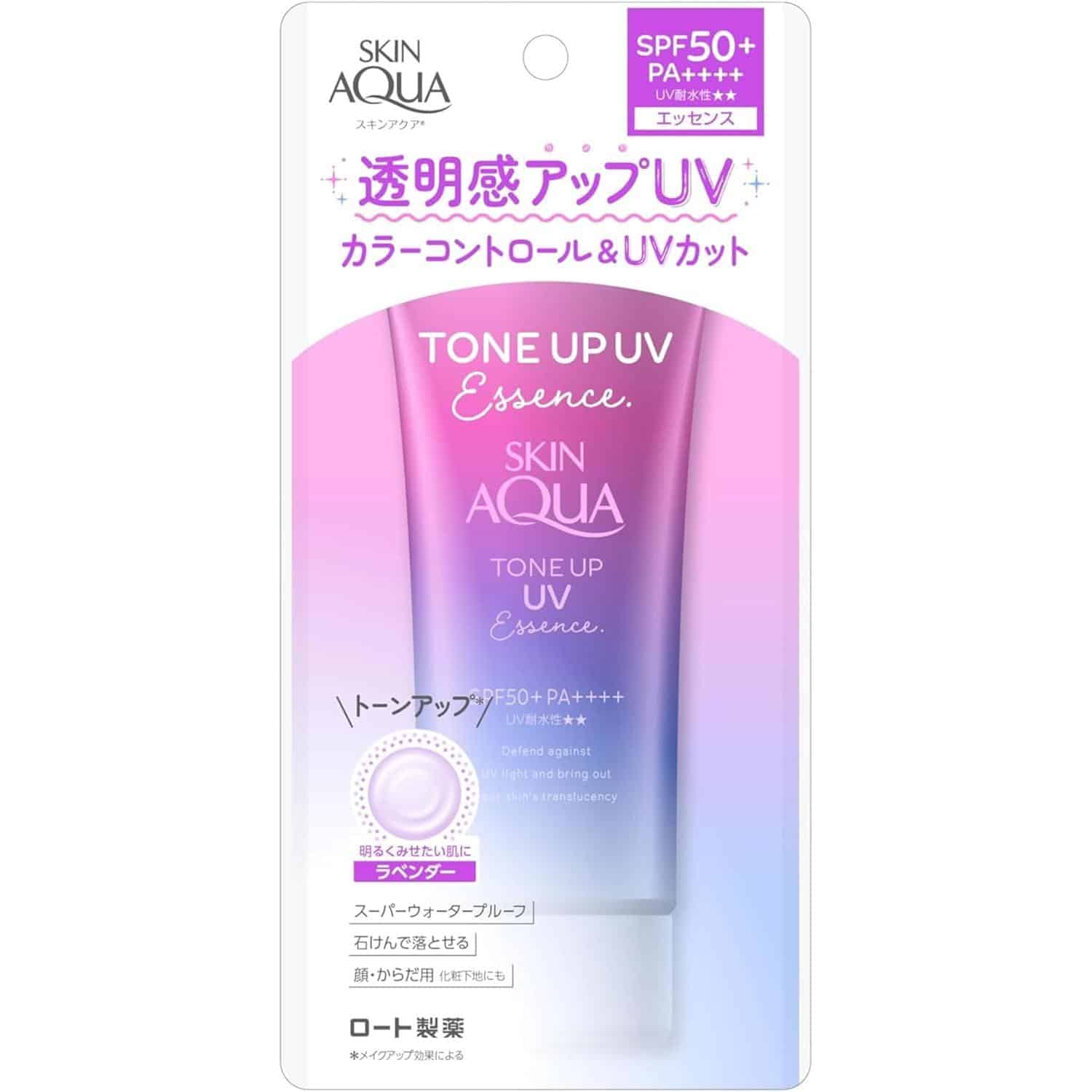 Rohto mentholatum – skin aqua tone up essence spf 50+ pa++++ - lavender - image 3