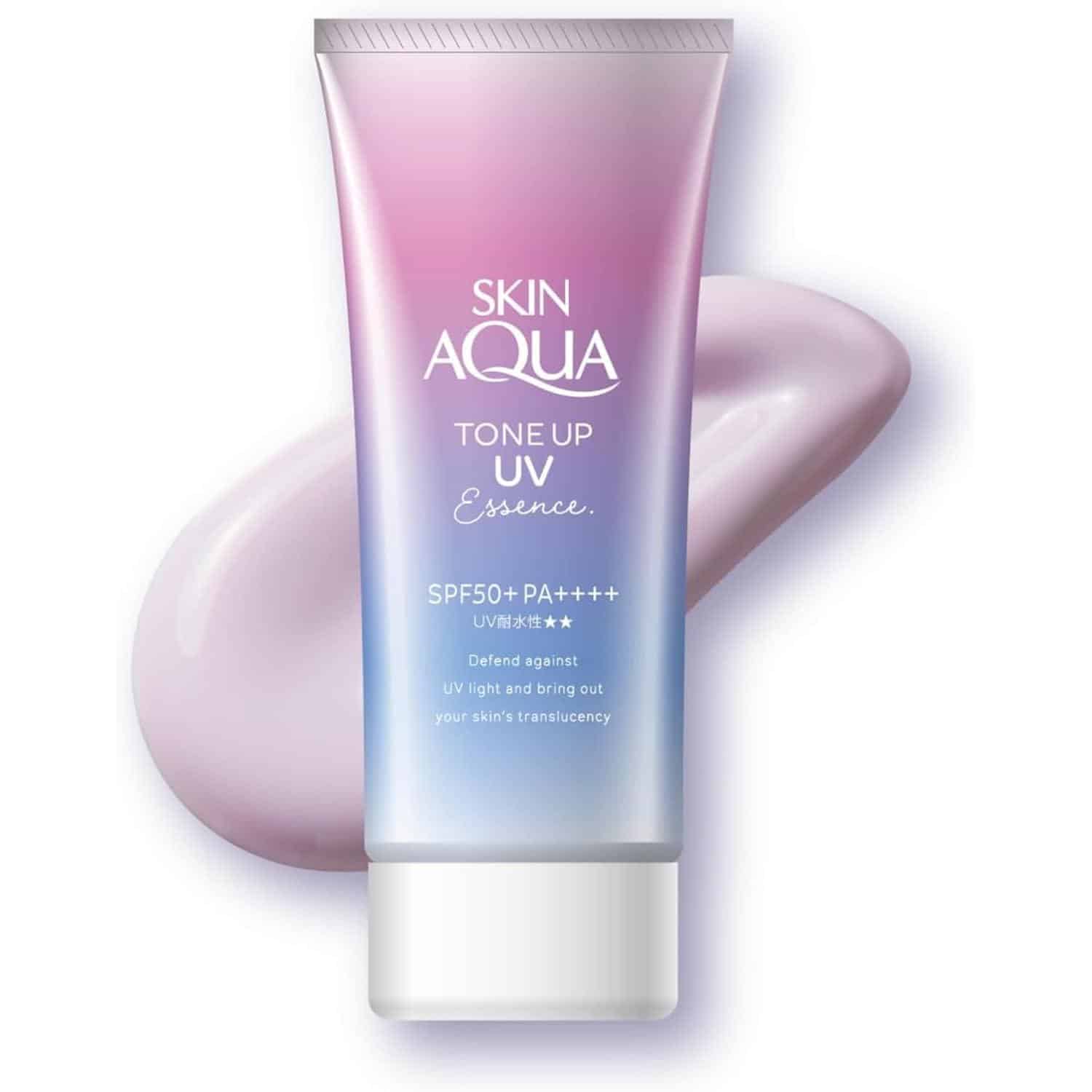 Rohto mentholatum – skin aqua tone up essence spf 50+ pa++++ - lavender - image 1